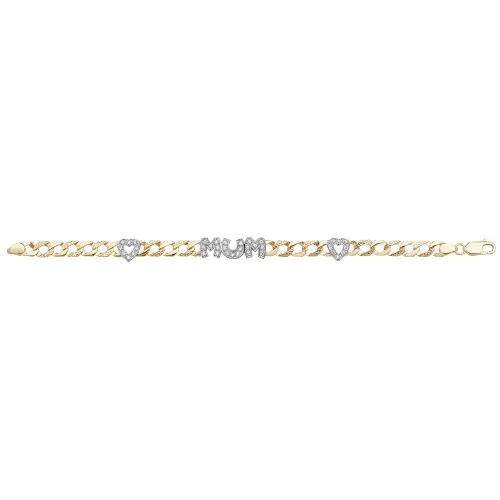 9ct Yellow Gold Ladies' 7.5 Inch Cz Mum Bracelet